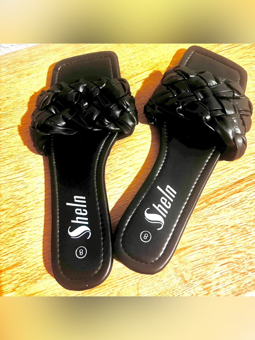 NWOT~ SHEIN Black Braided Slide Sandals